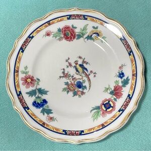 Vintage Syracuse China Plate-Gold Luster Detail-Peacock Floral-Vtg-Classic-Decor